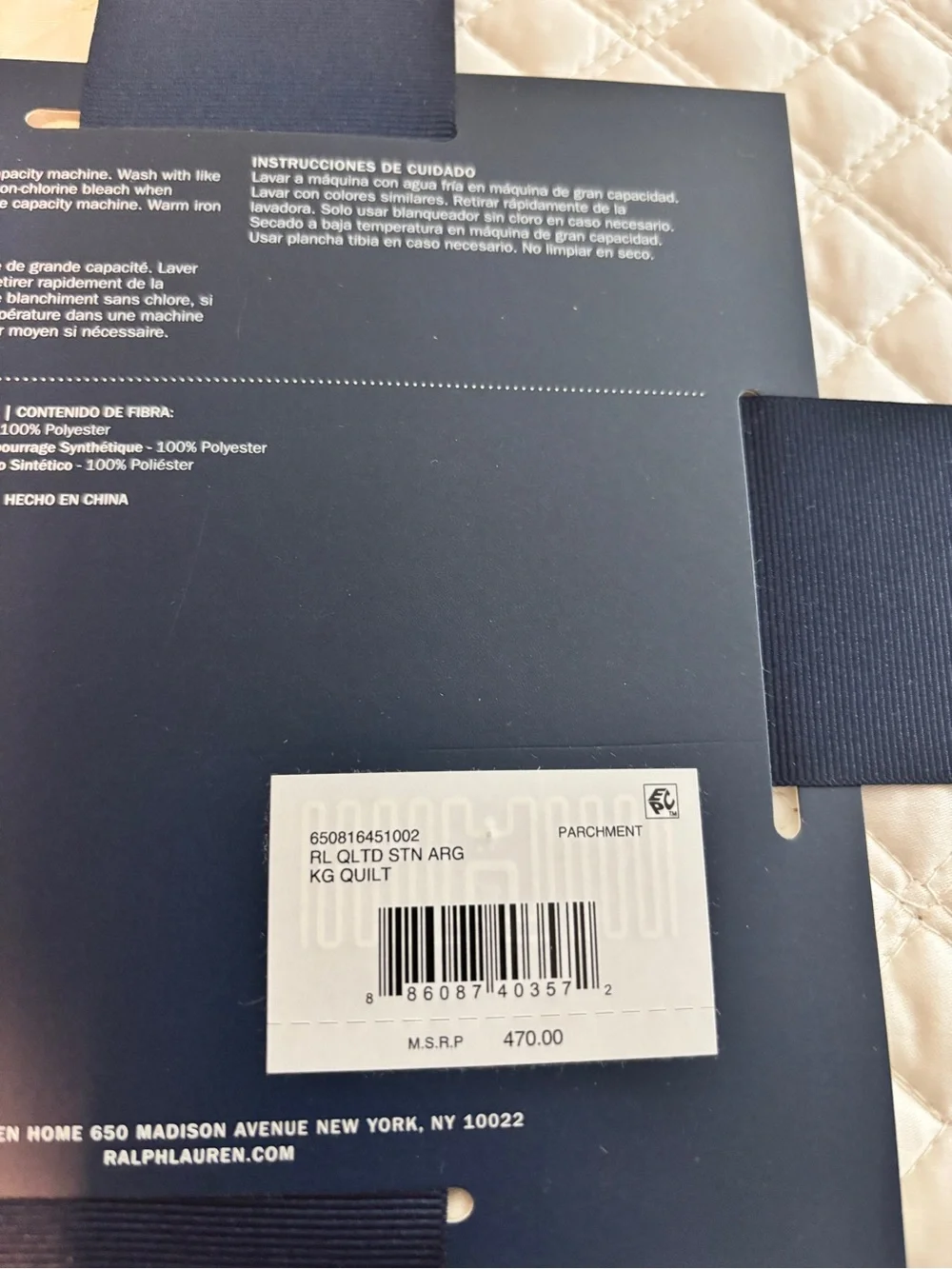 🌺Ralph Lauren King QUILT 100% Cotton Sateen Argyle throw blanket Retail $470 NWT
